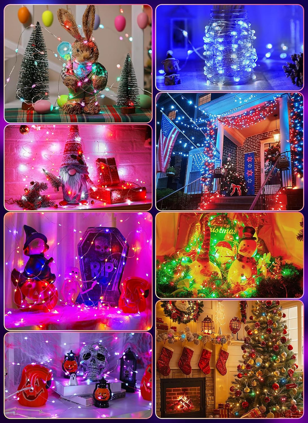 Minetom Color Changing Fairy String Lights - 33 ft, 100 LED, 24 Colors, USB Silver Wire with Remote & Timer