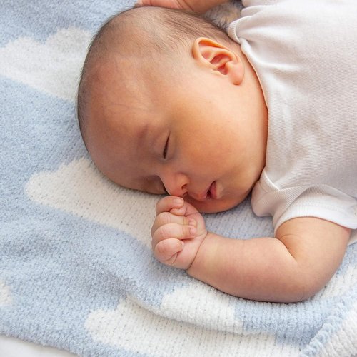 Living Textiles Blue Clouds Baby Blanket - Reversible Chenille for Ultimate Comfort | 40x30" - Perfect for Infants, Toddlers & Nurseries