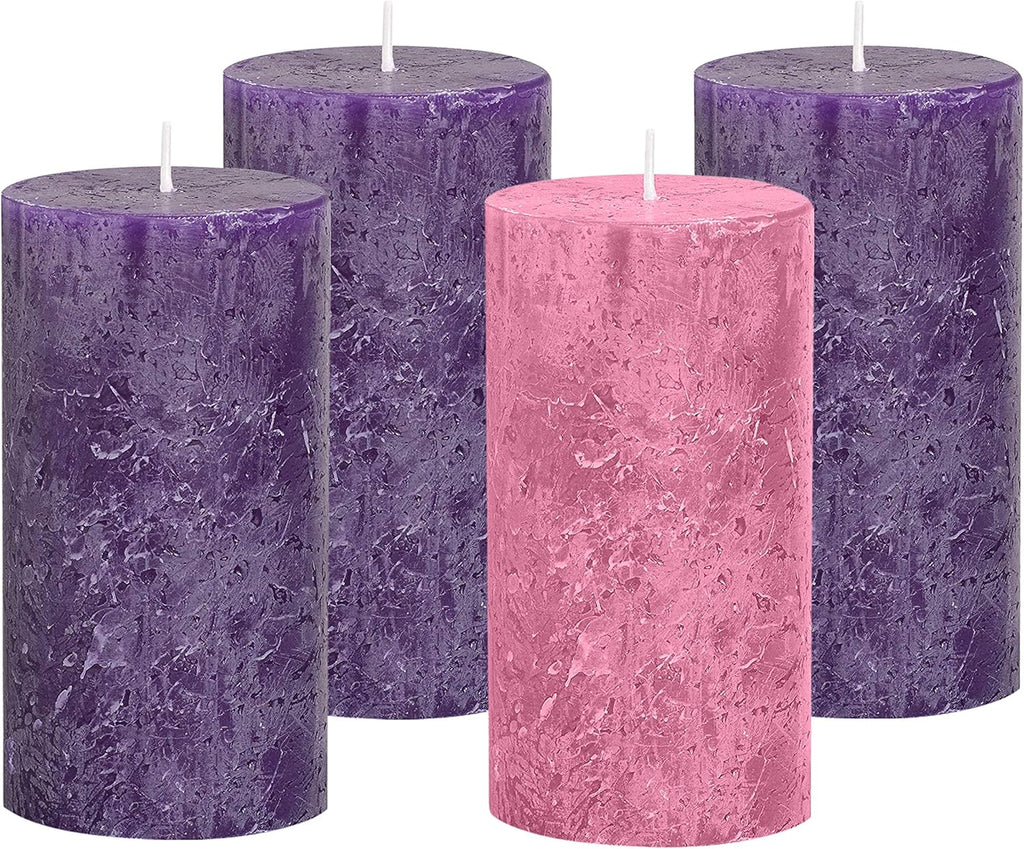 Purple Ribbon Advent Wreath Ring Candle Holder - Large Pillar Candle Stand for Christmas Decor