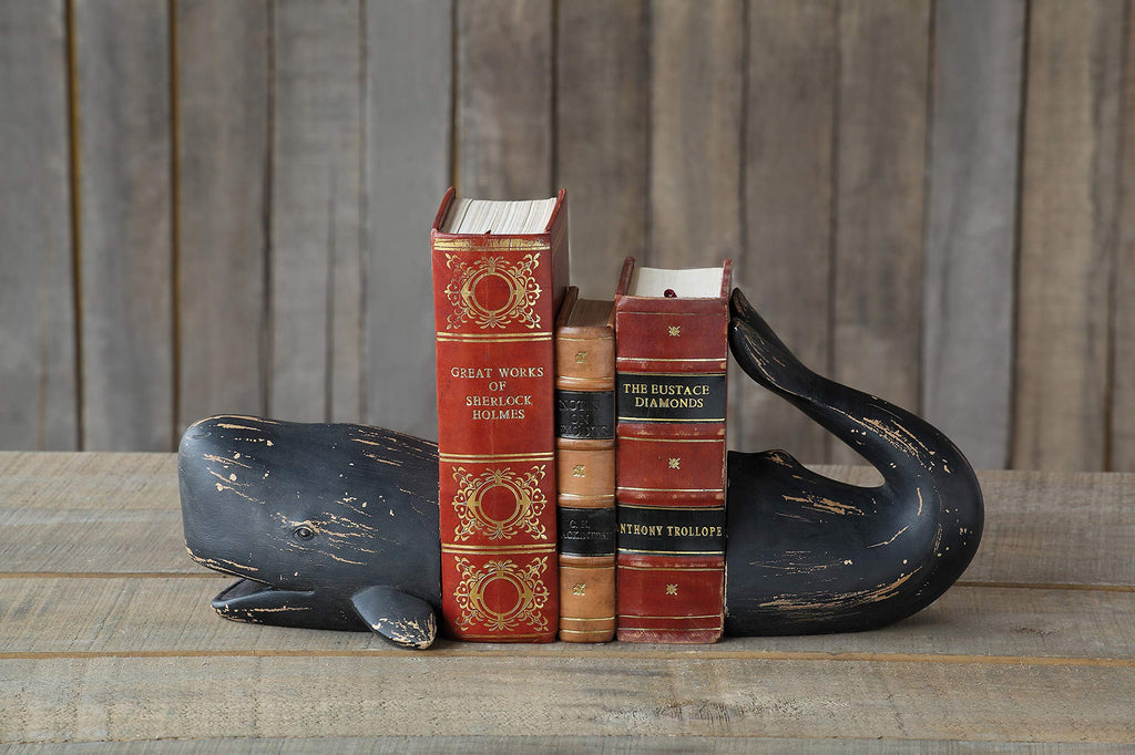 Creative Co-Op Whale Shaped Resin Bookends (Set of 2 Pieces)