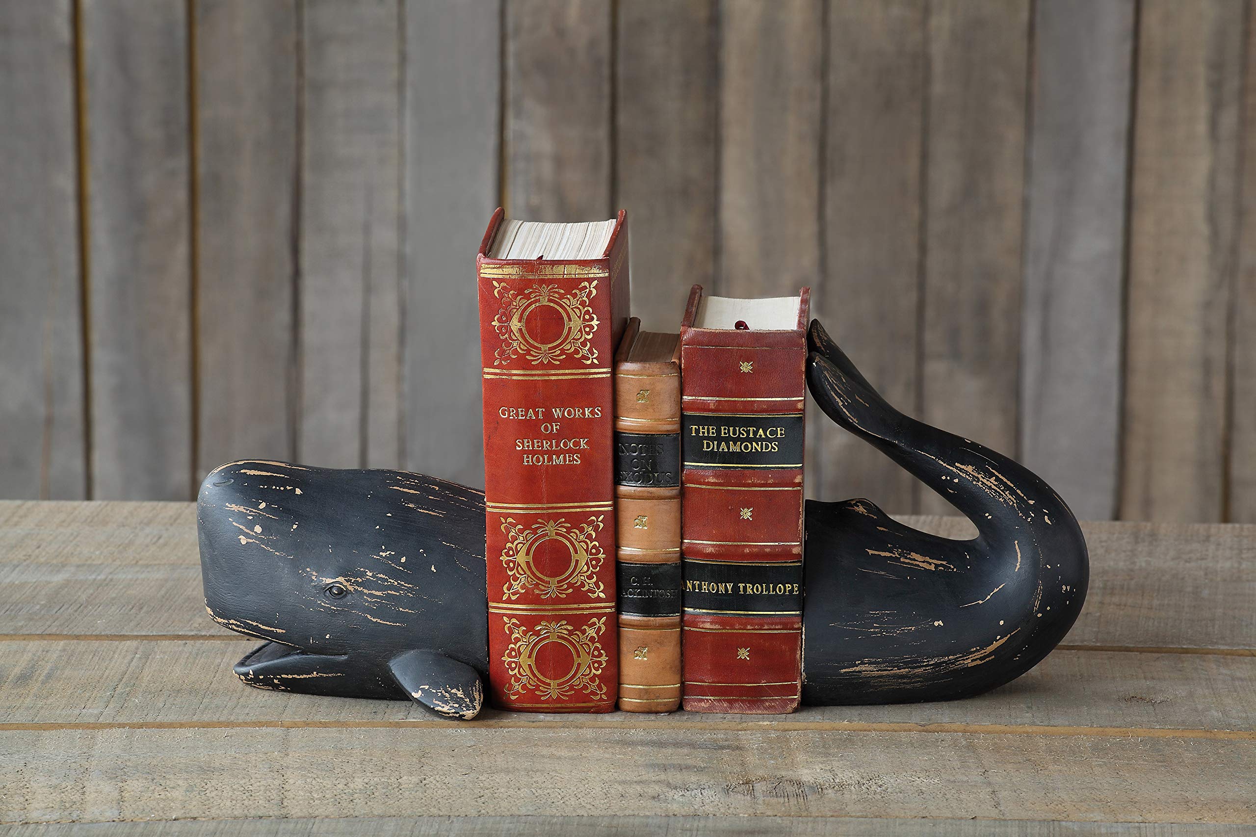 Creative Co-Op Whale Shaped Resin Bookends (Set of 2 Pieces)