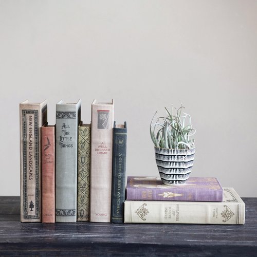 MDF & Canvas Book Storage Boxes, Set of 2 New England Landscapes