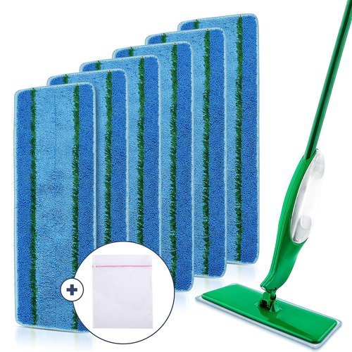 Upgraded Mop Head Replacement for Libman Freedom Spray Mop, 6 Pack Washable Mops Refill Pad + 1 Count Laundry Bag