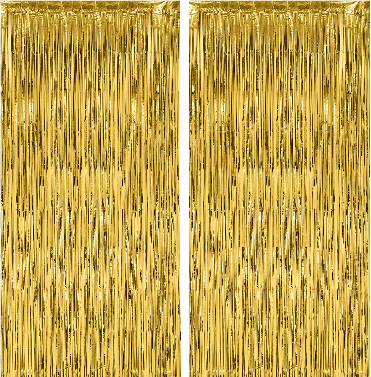 Voircoloria Gold Foil Fringe Backdrop Curtains - 2 Pack Tinsel Streamers for Parties & Celebrations