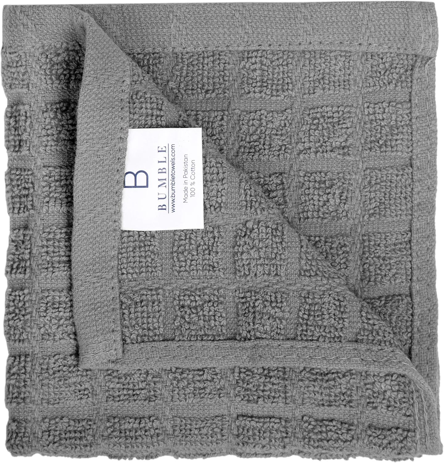 Bumble 100% Cotton Dish Cloths - 8 Pack | Soft, Highly Absorbent Kitchen Towels | 12" x 12" | Gray