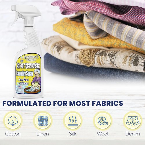 Grandma's Secret Spot Remover Laundry Spray - Toxin-Free Fabric Stain Remover for Oil, Paint & Blood - 16 oz & 2 oz DuoPack
