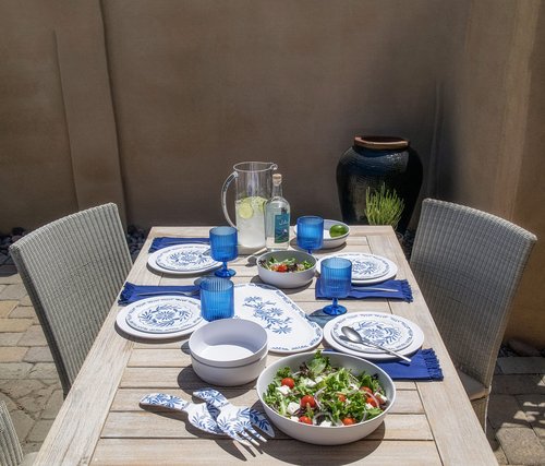Abode Homewares Azul 7.4'' Dinner Bowl Durable Melamine Indoor/Outdoor, Shatter-Resistant, and Dishwasher Safe Dinnerware for Salad, Soup or Snacks - Blue - Set of 6