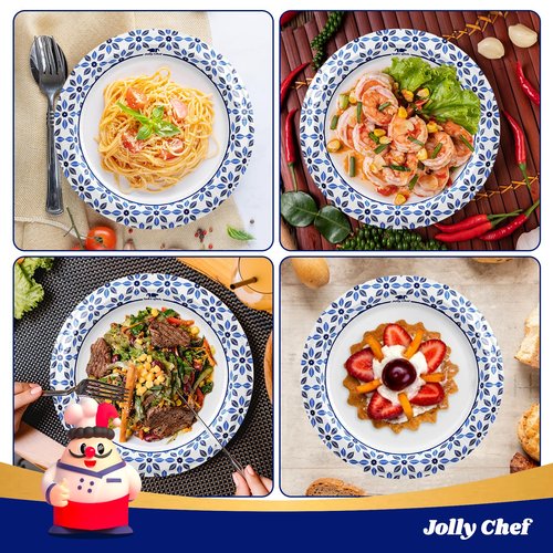JOLLY CHEF 10 inch Disposable Paper Plates 500 Count, Soak Proof, Cut Proof, Heavy Duty Paper Plates for Party or Everyday Use
