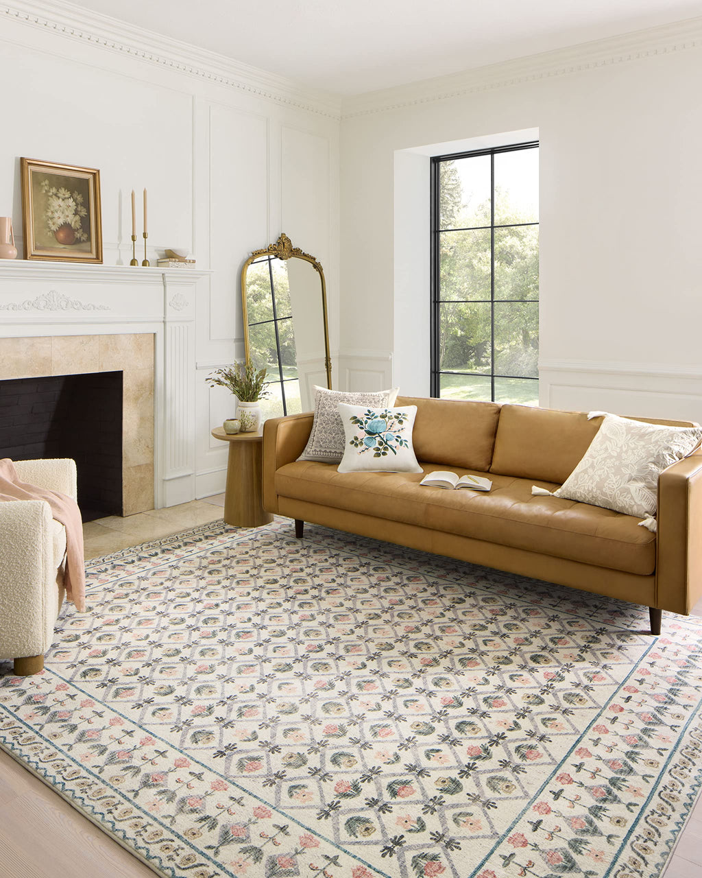 Loloi Rifle Paper Co. Eden Collection EDE-03 Lattice Ivory 3'-6" x 5'-6" Accent Rug feat. CloudPile™