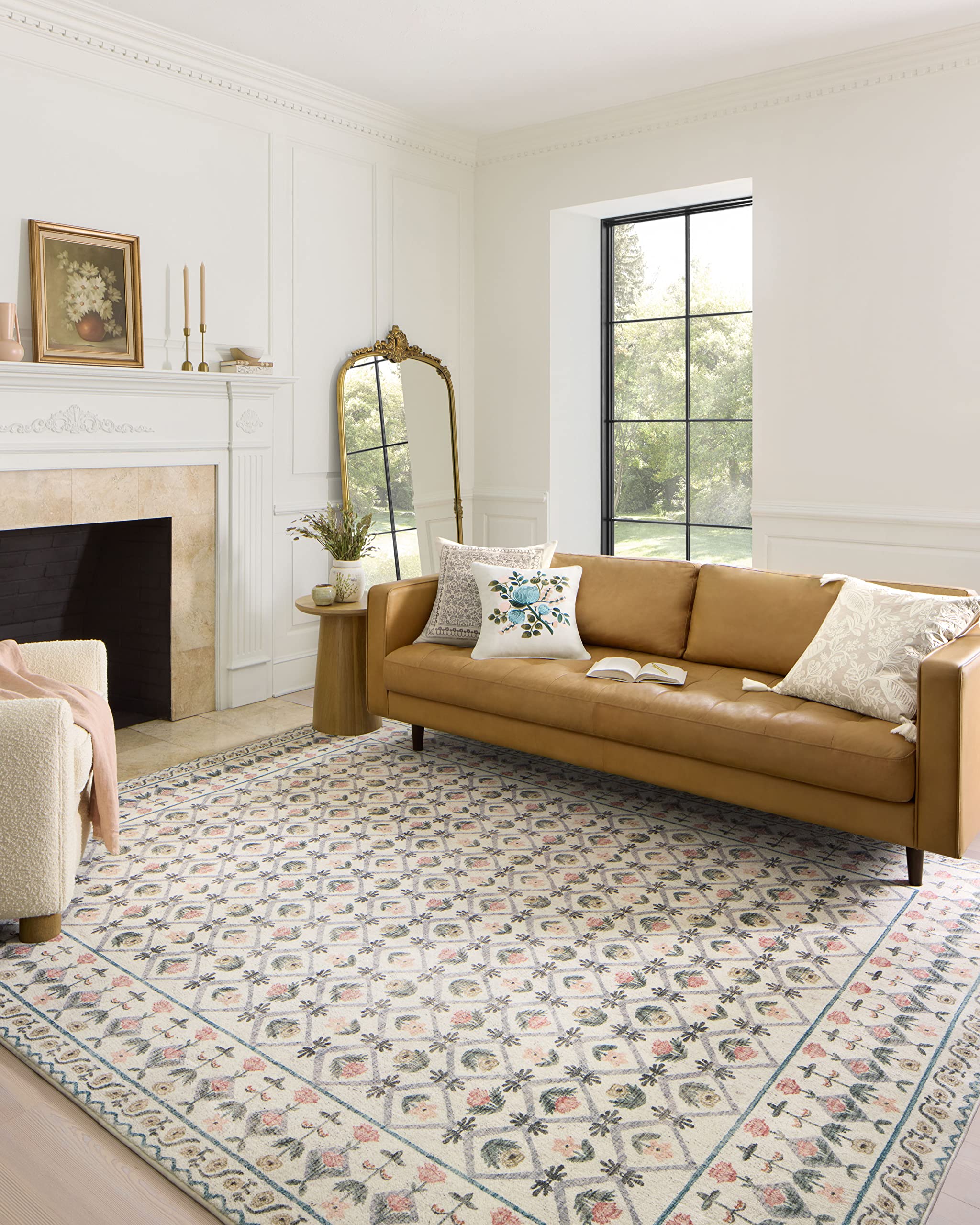 Loloi Rifle Paper Co. Eden Collection EDE-03 Lattice Ivory 3'-6" x 5'-6" Accent Rug feat. CloudPile™