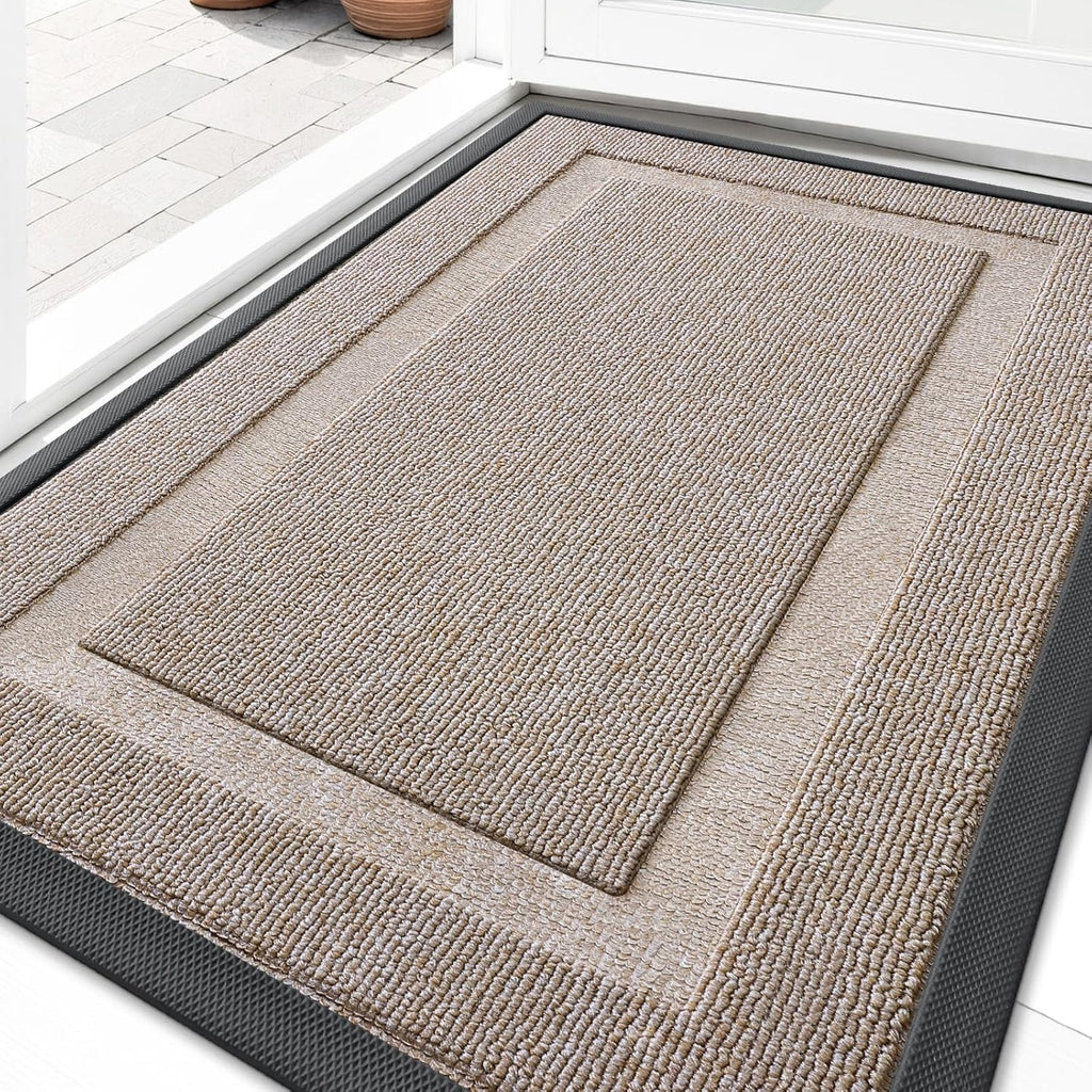 OLANLY Waterproof Front Door Mat - All-Season Indoor/Outdoor Doormat, Easy Clean, 29.5x17, Camel