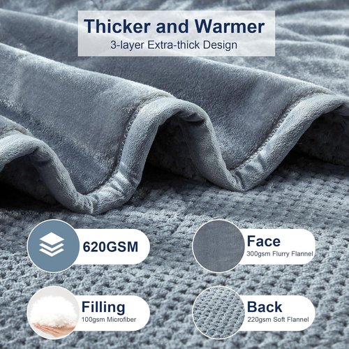 DREAMNINE King Size Fleece Bed Blanket - Luxury Soft Flannel, 90" x 108", Cozy Grey Velvet for Winter