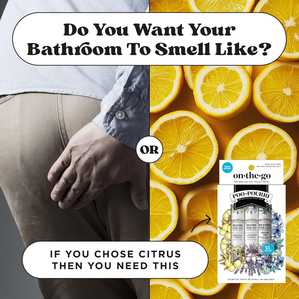 Poo-Pourri Before-You-Go Toilet Spray - Travel Essentials Variety Pack | 3 Scents, TSA Approved, 0.34 Fl Oz