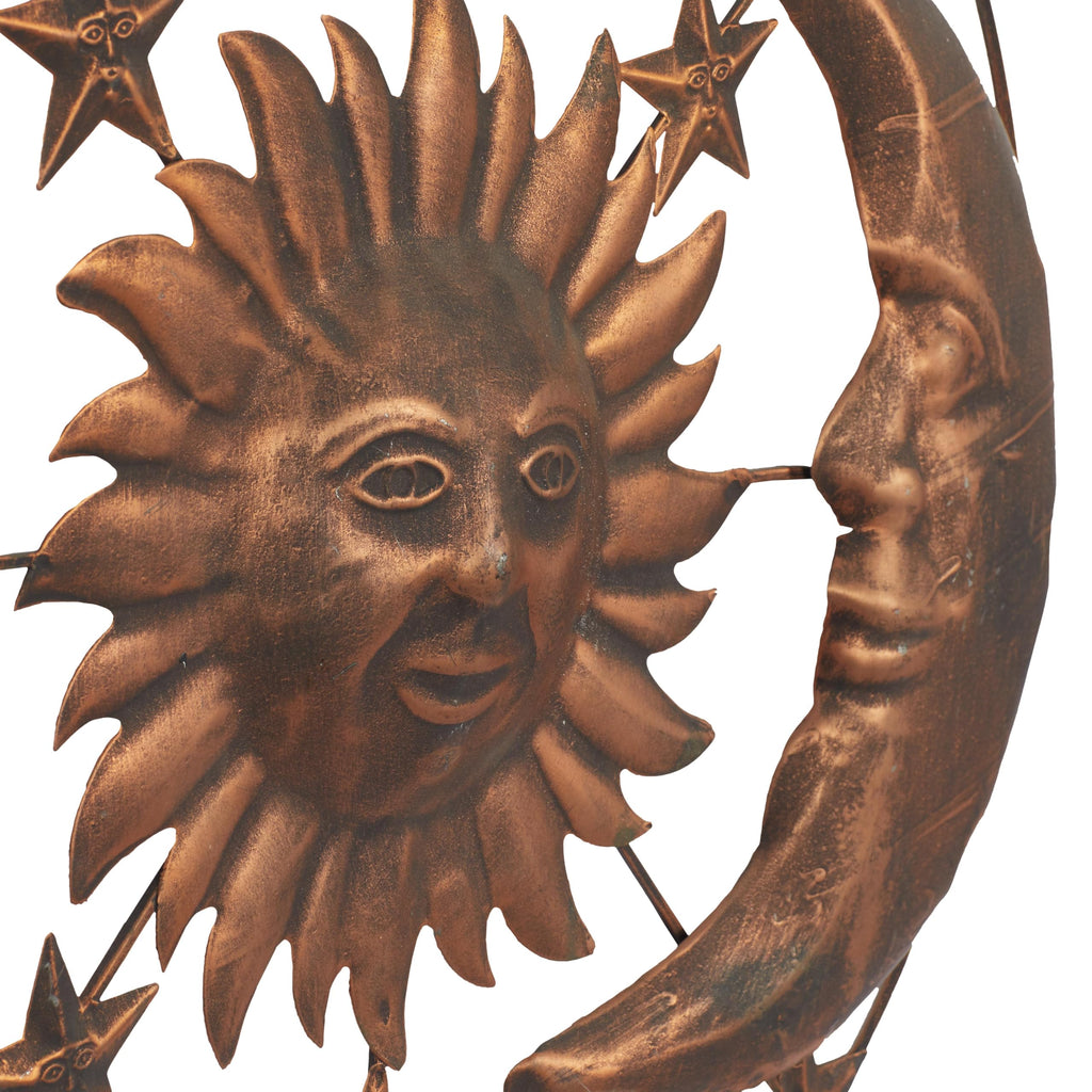 Deco 79 Metal Sun and Moon Home Wall Decor Indoor Outdoor Wall Sculpture with Stars, Wall Art 21" x 1" x 21", Bronze