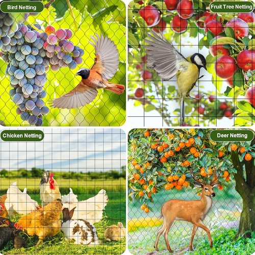 FEED GARDEN Heavy Duty Deer Netting - UV-Protected 7x100ft Garden Fence with 3/4" Mesh | Includes 10 Stakes & 50 Zip Ties