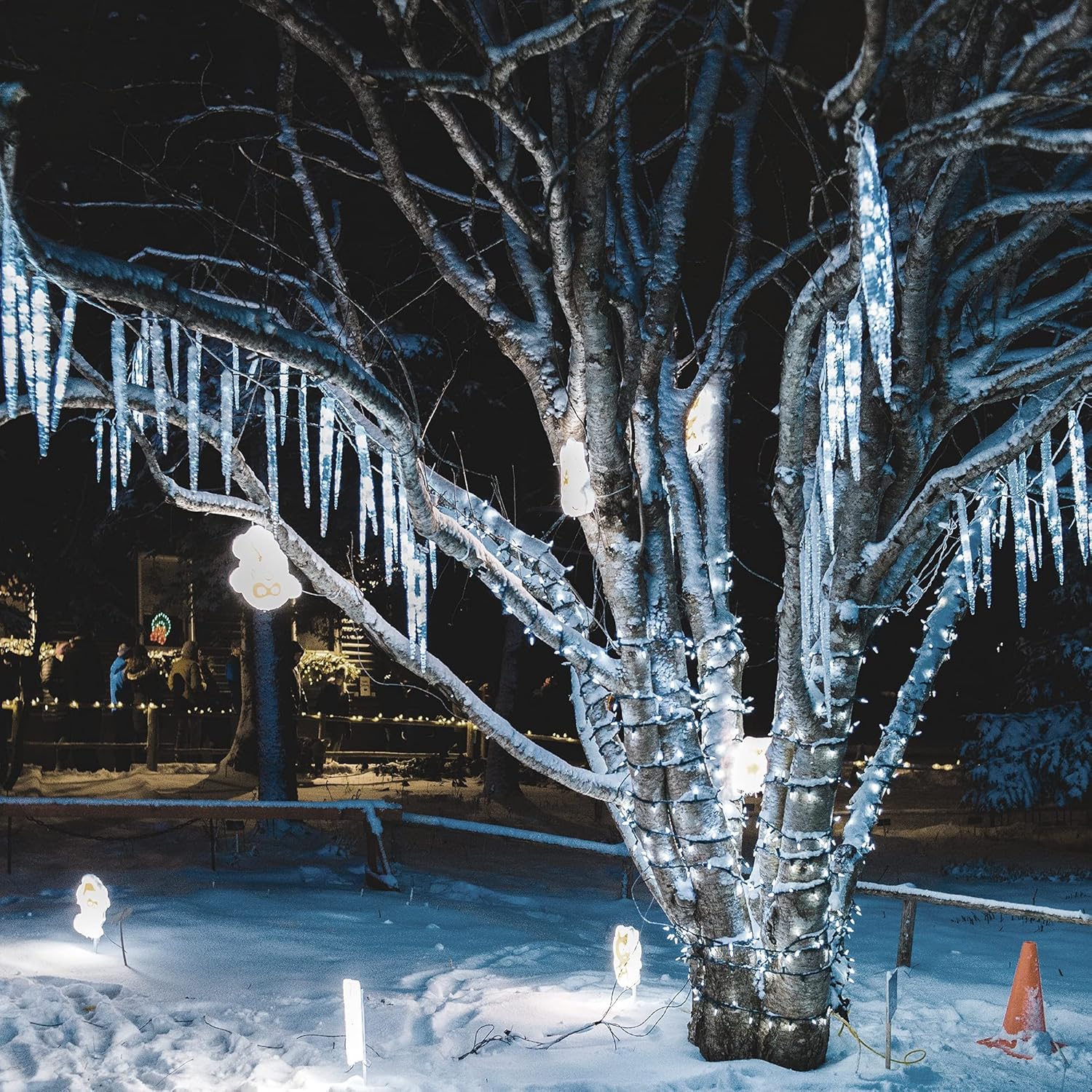 WATERGLIDE Meteor Shower Lights - 12" Outdoor Icicle Christmas Lights | 8 Icicles with 192 SMD LEDs, Connectable Raindrop Design for Holiday Decor
