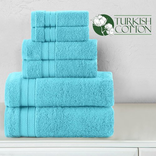 Elegant Comfort Luxury Towel Set - Premium Soft 100% Turkish Cotton, Quick-Drying | Aqua, 6-Piece Set