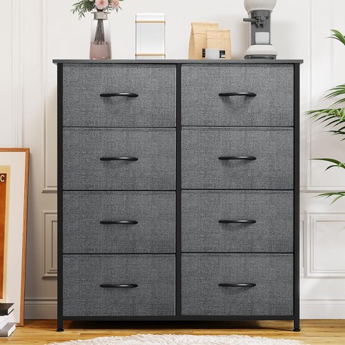 DWVO Fabric Dresser - 8 Drawer Chest for Bedroom or Living Room Storage Solutions