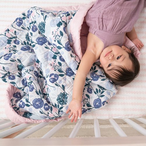 aden + anais Essentials 3-Piece Crib Bedding Set, Baby Bedding Bundle, Cotton Blanket, Crib Sheet, Crib Skirt, Flowers Bloom