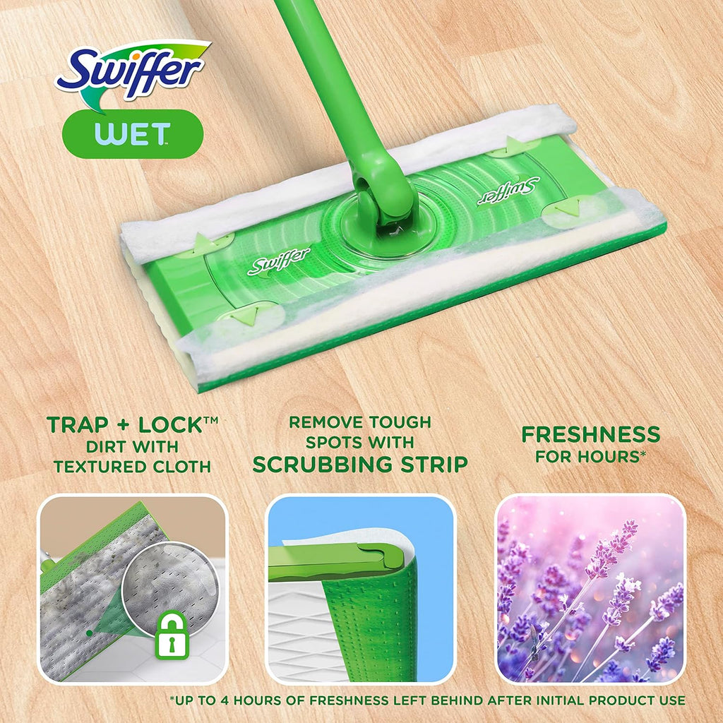 Swiffer Sweep + Mop Wet Pads Refill - All-Purpose Floor Cleaner for Dirt & Dust | Lavender, 24ct