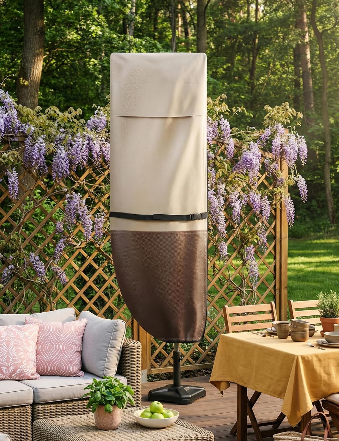 Vailge Patio Umbrella Cover - Waterproof & Windproof 600D Oxford for 9-13 Ft Cantilever Umbrellas | Includes Support Pole & Storage Bag