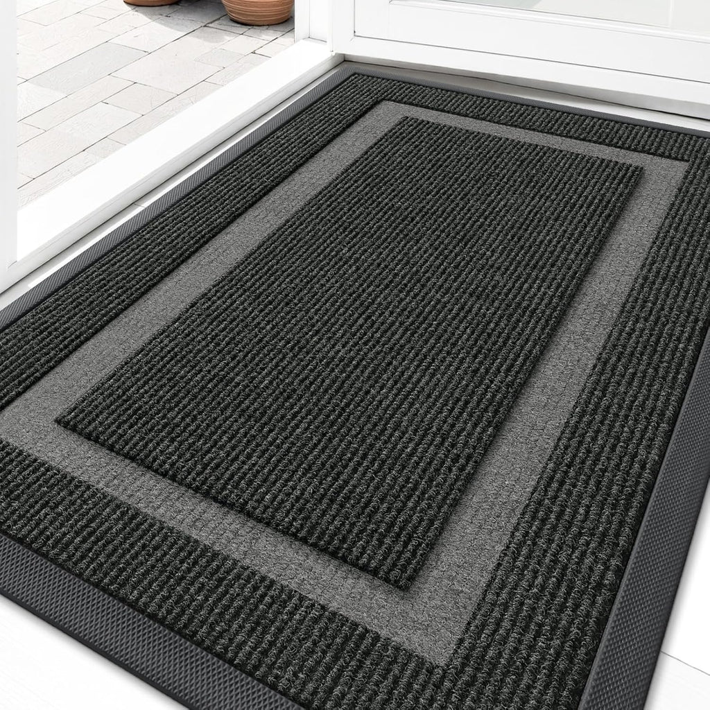 OLANLY Waterproof Front Door Mat - All-Season Indoor/Outdoor Doormat, Easy Clean, 36x24, Black