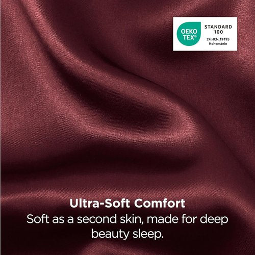 Bedsure King Size Satin Pillowcase Set - Luxurious Burgundy Pillow Cases for Hair & Skin | 20x36 Inches, 2-Pack