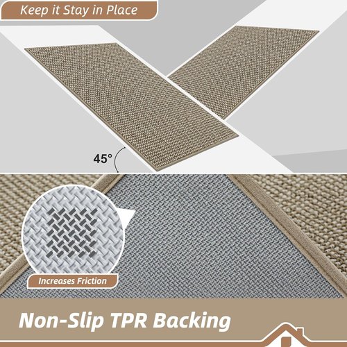 BEQHAUSE Dirt Trapper Door Mat - Non-Slip, Washable, Absorbent | 36" x 60" Light Beige Entryway Mat