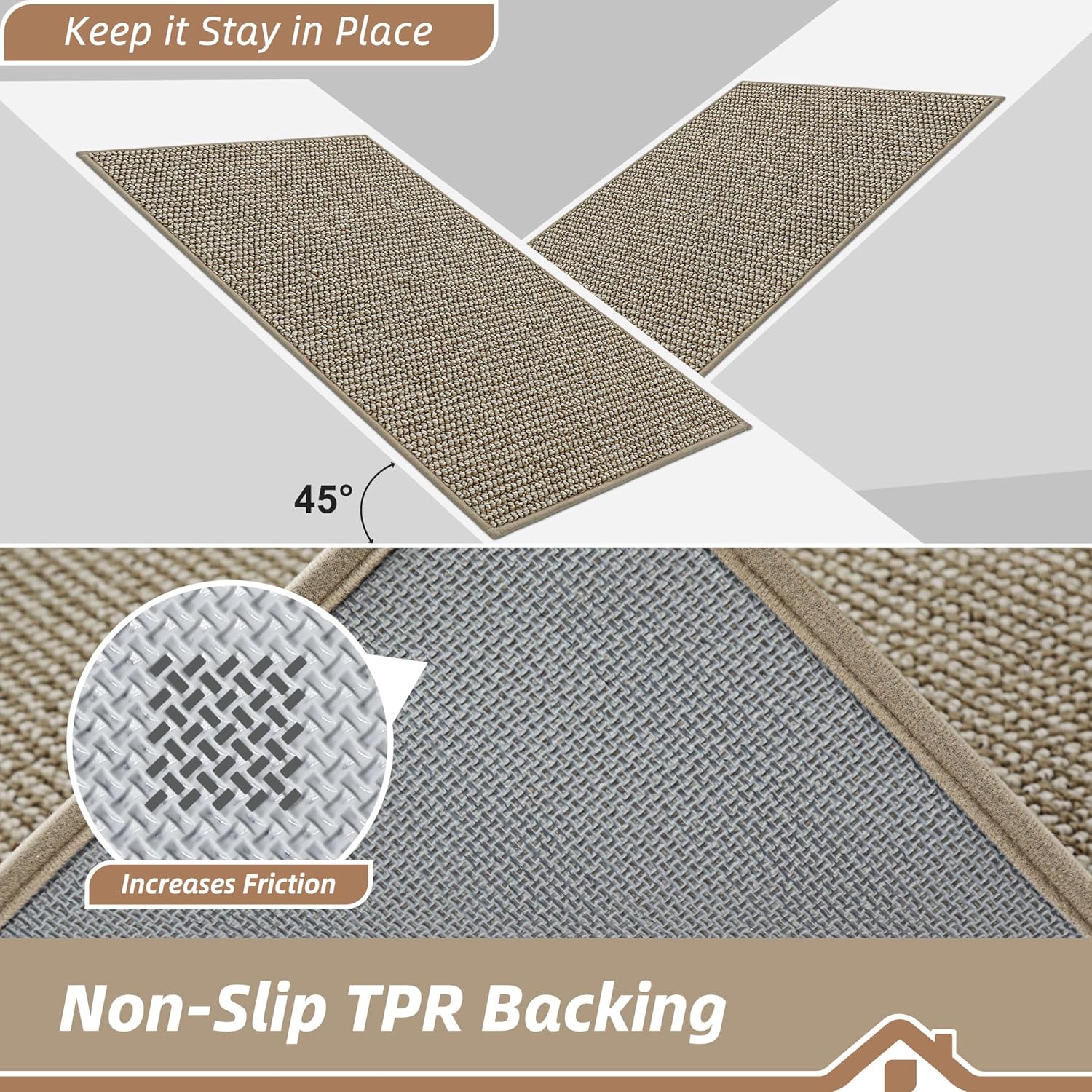 BEQHAUSE Dirt Trapper Door Mat - Non-Slip, Washable, Absorbent Entrance Mat | 20" x 32", Light Beige