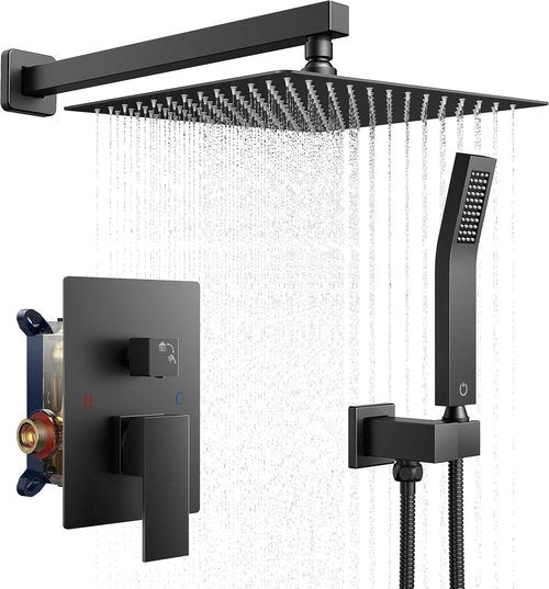 FORIOUS 12-Inch Rain Shower Head System - Handheld Combo with Solid Brass Valve & Trim Kit