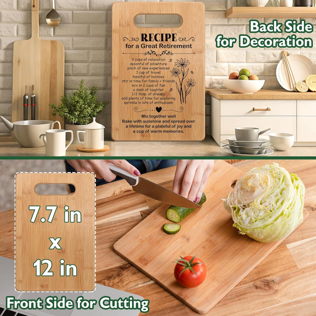 Skiennix Retirement Gifts for Women - Unique Cutting Board with Inspirational Recipe | Perfect Farewell Gift for Coworkers and Friends
