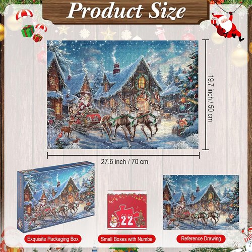 Civaner 1008-Piece Christmas Advent Calendar - Fun Jigsaw Puzzles for Adults | 24 Days of Holiday Cheer