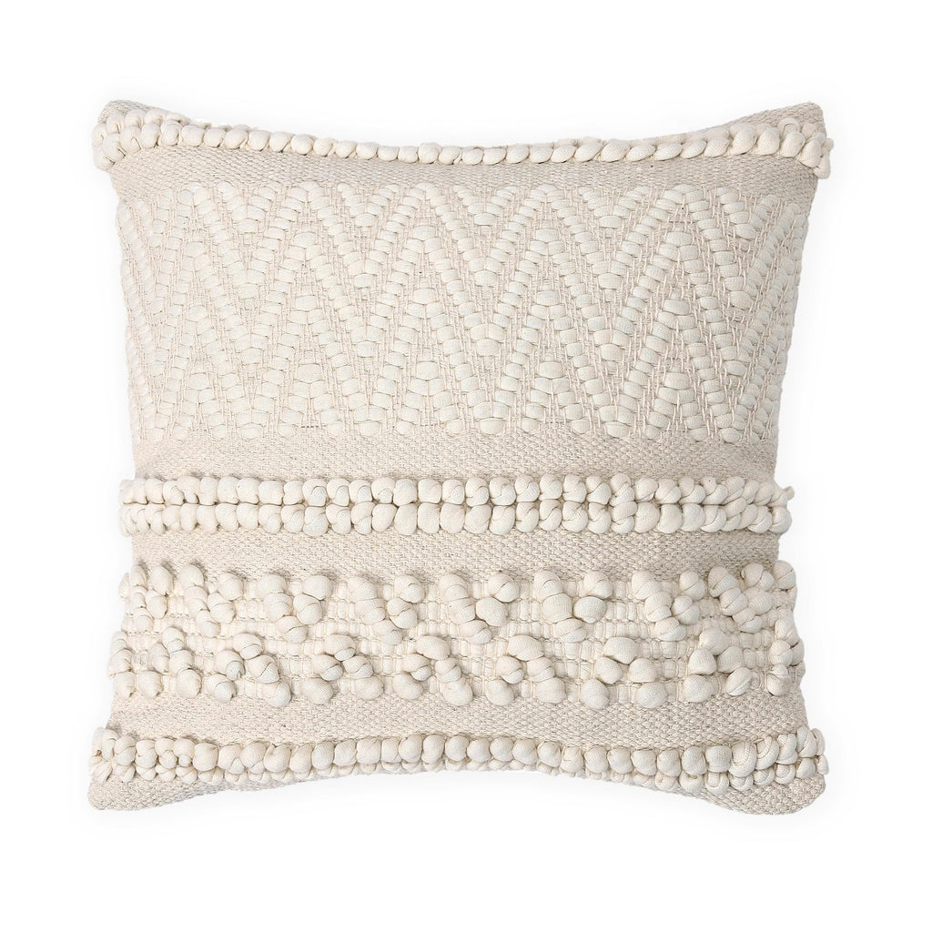 REDEARTH · Tufted Throw Pillow Cushion Covers - Boho Textured Woven Decorative Cases Set for Couch, Sofa, Bed, Farmhouse, Chair, Patio, Car - 100% Cotton (18x18 ; Boho Chic Natural) Pack of 2