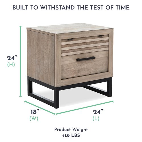 Evolur Kyoto Night Stand in Brown Stone, Unique Two Tone Design, Spacious Drawers with Ball Bearing Glides, Multifunctional Nightstand, Made of Hardwood