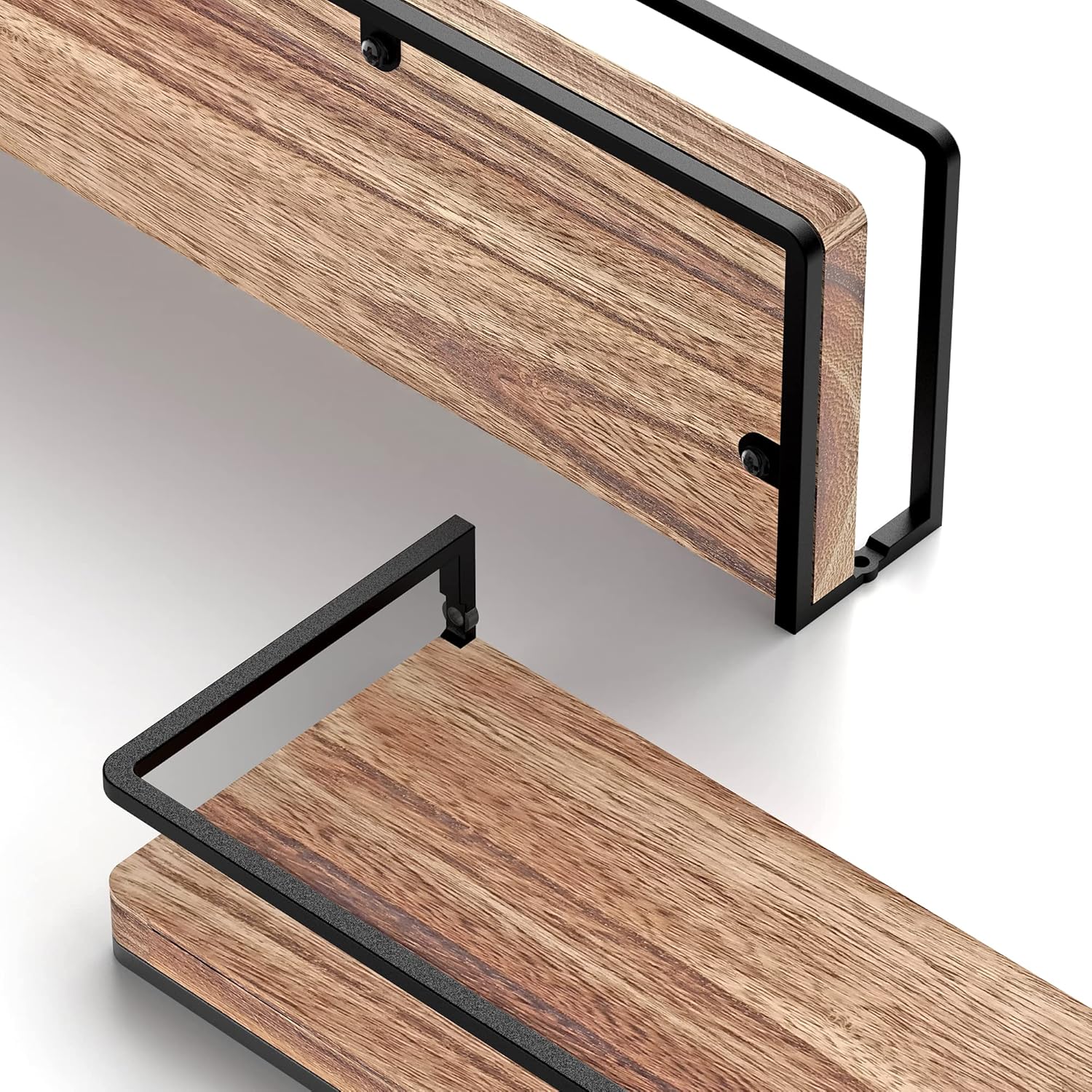 Meangood Floating Shelves - Rustic Wall-Mounted Storage Set of 2 for Bedroom, Living Room & Kitchen