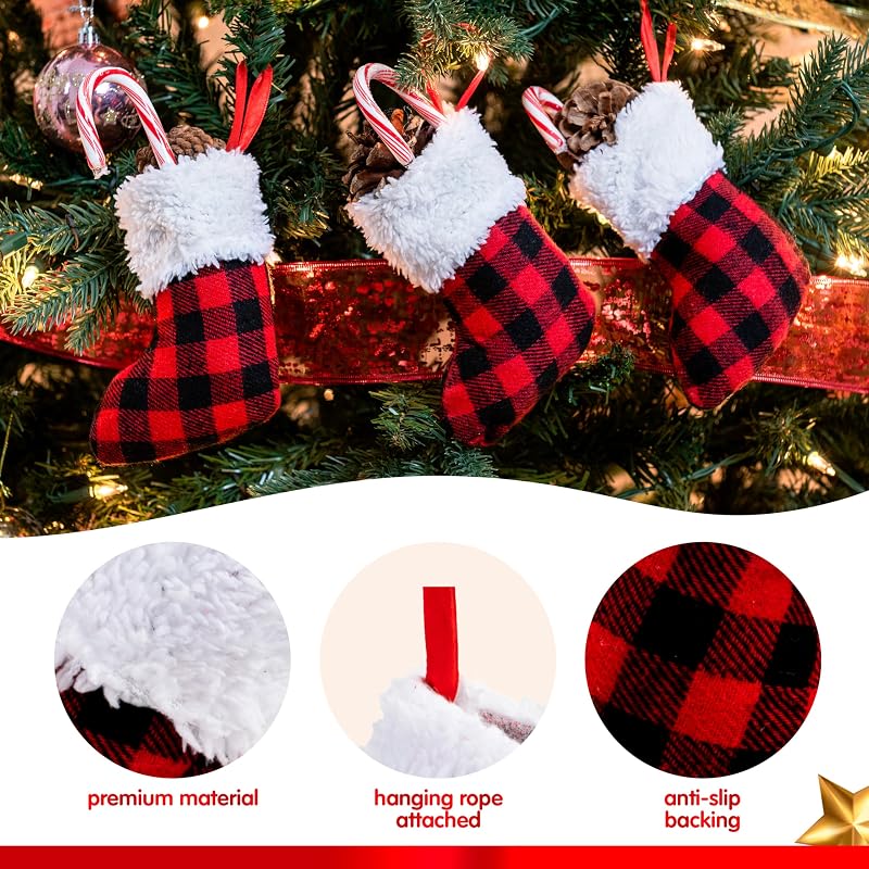 Variation of THIS listing: 24 5" Mini Christmas Stockings in Red Plaid – Set of 24
