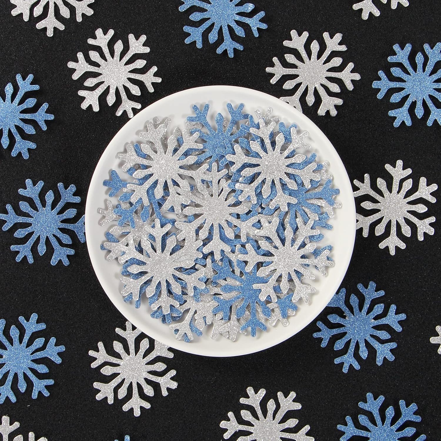 Snowflake | Snow-White Party Decorations - 100pcs Glitter Paper Confetti for Winter Wonderland Events