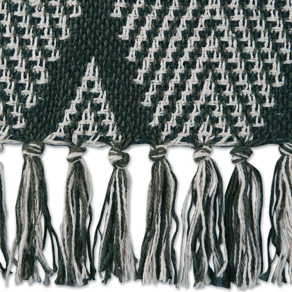 DII Diamond Throw Collection Fringed Woven Cotton Blanket, 50x60, Olive Green