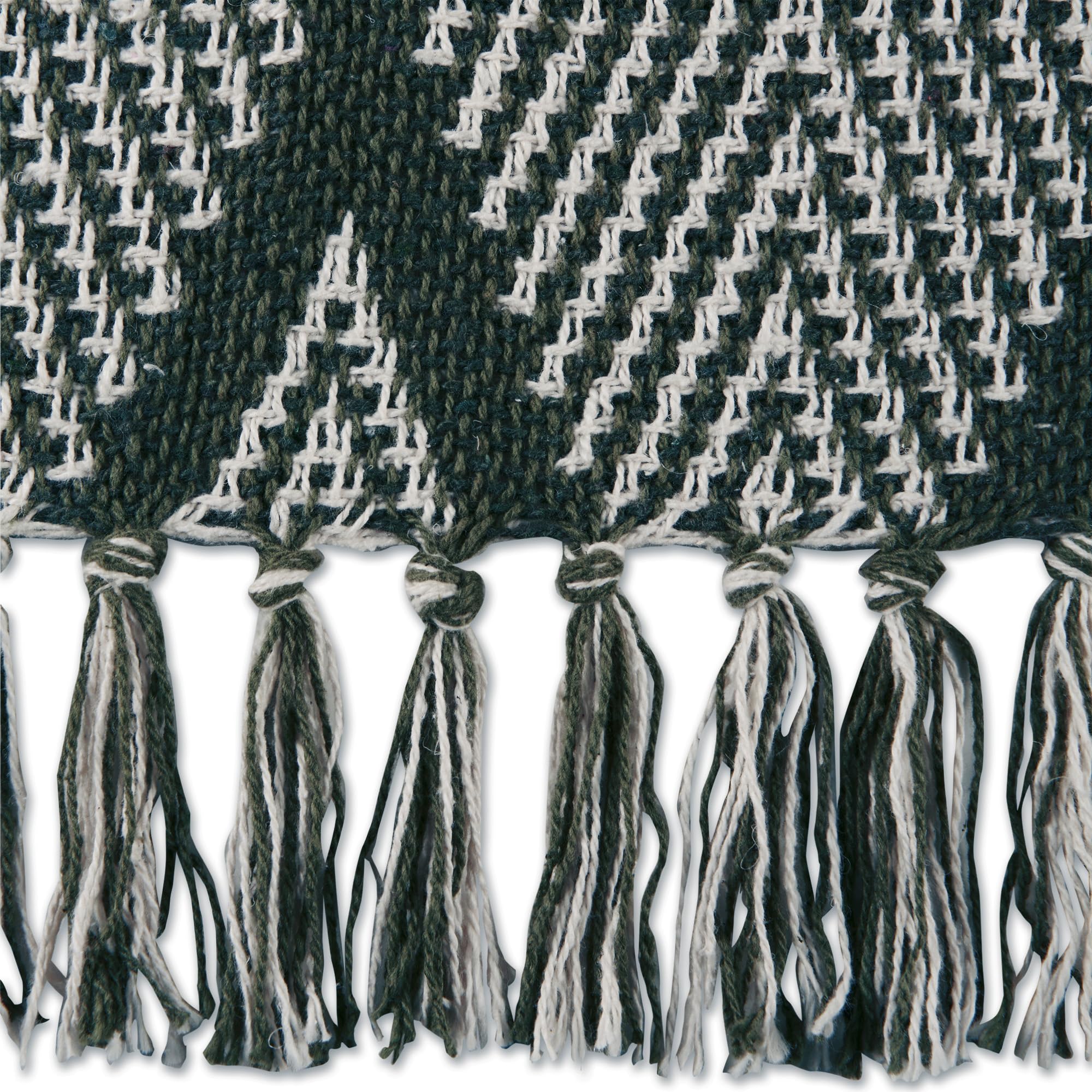 DII Diamond Throw Collection Fringed Woven Cotton Blanket, 50x60, Olive Green