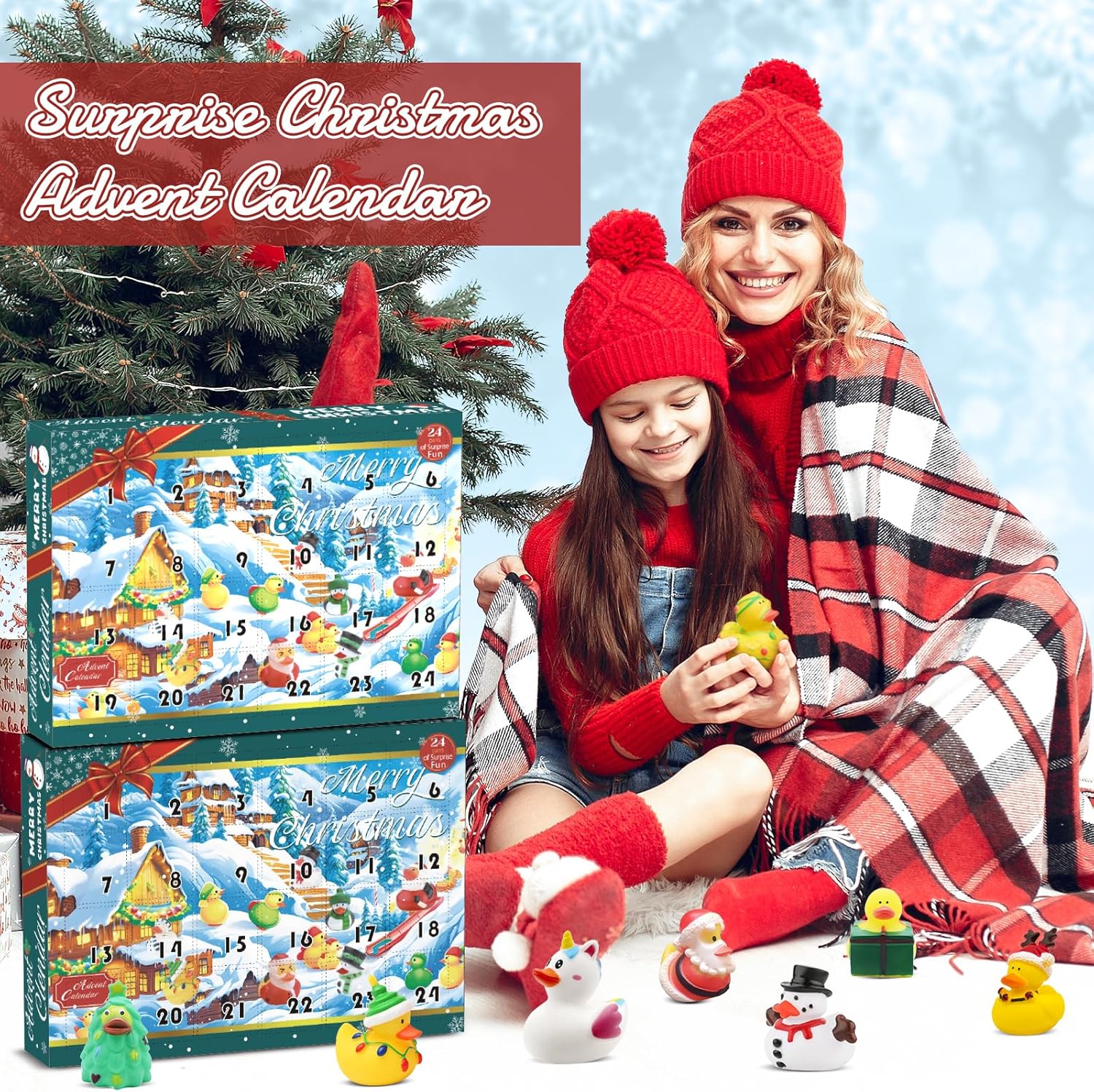 Skiennix Christmas Advent Calendar 2025 - 24 Rubber Ducks for Holiday Countdown Fun | Bath Toy Set