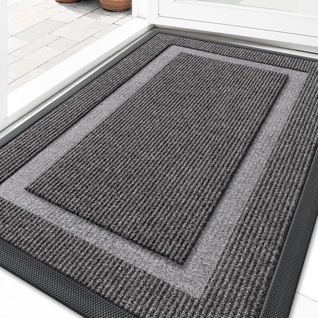 OLANLY Waterproof Front Door Mat - All-Season, Sturdy Natural Rubber, Easy Clean | 35x23, Dark Grey