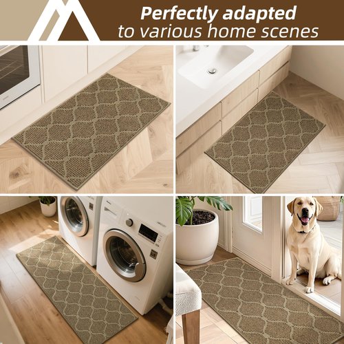 COSY HOMEER Kitchen Rug Non Slip Washable 24"x71", Absorbent Kitchen Mats for Floor, Runner Rugs for Kitchen Floor, 100% Polypropylene Kitchen Sink Rug (Beige)