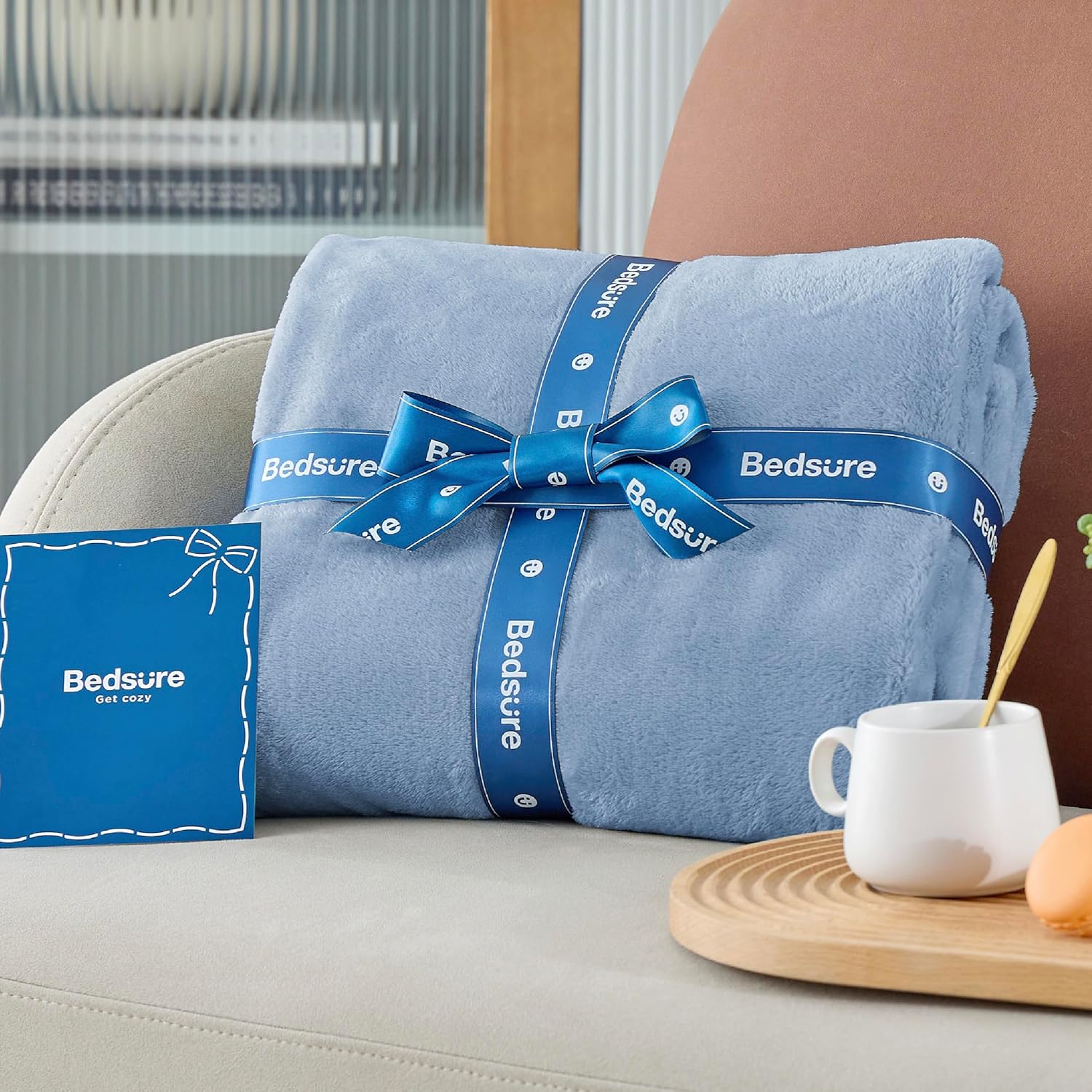 Bedsure GentleSoft Fleece Blanket - King Size Light Blue Plush Microfiber, 108x90 Inches for Cozy Comfort