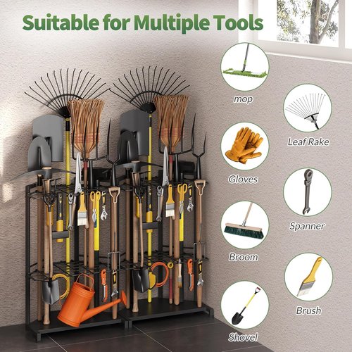 Heavy Duty Metal Garden Tool Organizer - 34 Storage Compartments & 14 Hooks for Shed or Garage