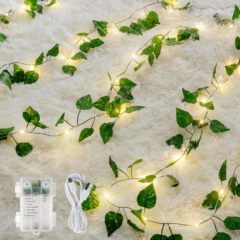 Woohaha Ivy String Lights - 23ft 73LED Battery Operated Fairy Lights for Bedroom, Garden & Party Decor | Warm White