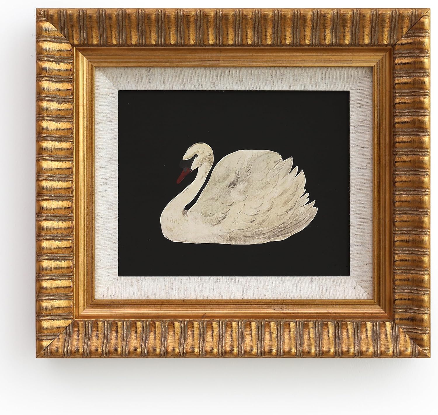SoochART Gold Wood Framed Canvas Wall Art - Vintage Black Swan Painting Print | 8"x10" for Living Room, Bathroom, Kitchen, Bedroom