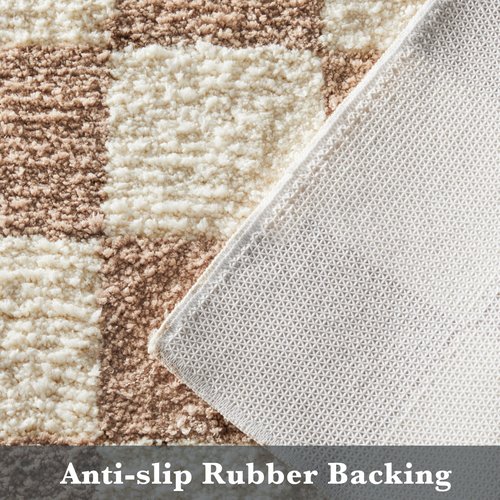Luxury Microfiber Checkered Bath Mats, Beige and White Checkerboard Bathroom Rug Retro Boho Farmhouse Aesthetic Bath Decor for Bathroom, Tub, Sink, Shower, Anti Slip, Absorbent, Washable, 32x20