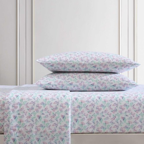 Betsey Johnson - Twin Bed Sheets, Bedding Set with Matching Sham, Smooth & Silky, Fade & Wrinkle Resistant, Dorm Essentials (Butterfly Rainbow Purple)