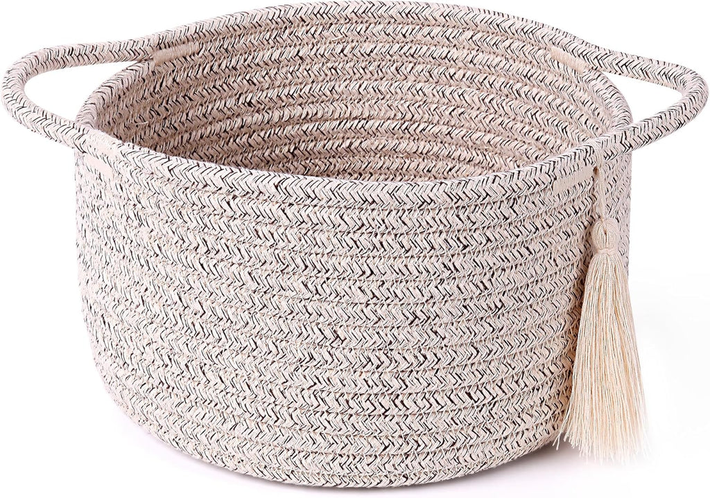 SweetMemo Mini Woven Rope Organizer Baskets - Decorative Gift Basket for Baby Showers & Home Storage - Warm Brown