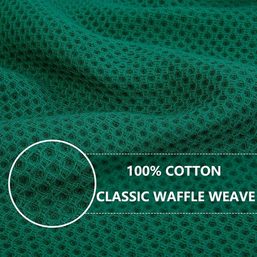 Homaxy Kitchen Dish Cloths - 100% Cotton Waffle Weave, Ultra Soft & Absorbent, 12 x 12 Inches, 6-Pack | Dark Green